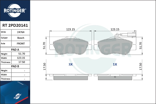 Brake Pad Set, disc brake (RT 2PD20141)
