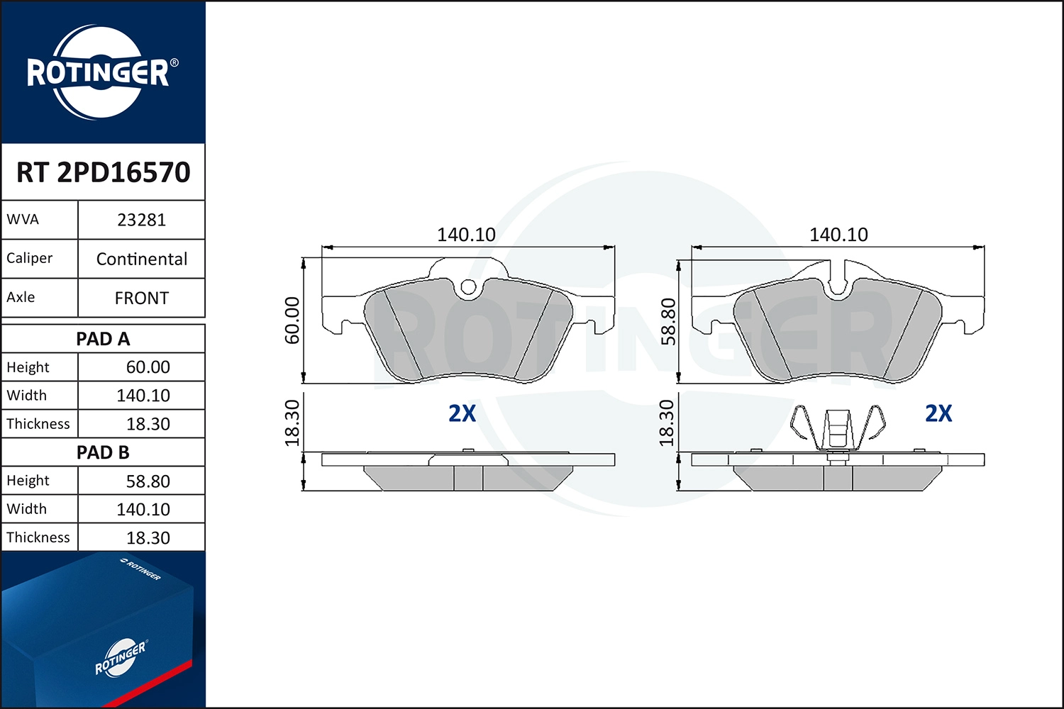 Brake Pad Set, disc brake (RT 2PD16570)