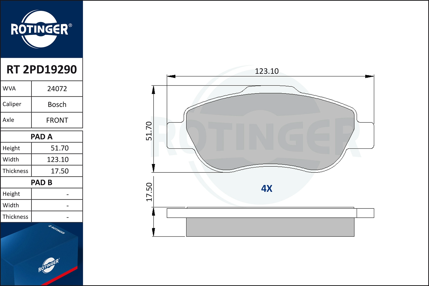 Brake Pad Set, disc brake (RT 2PD19290)