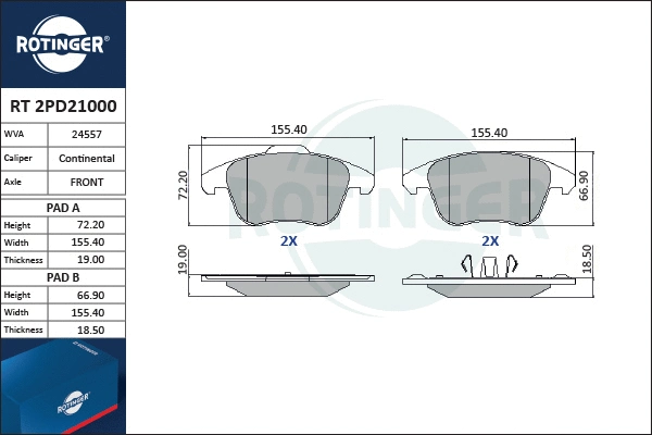 Brake Pad Set, disc brake (RT 2PD21000)
