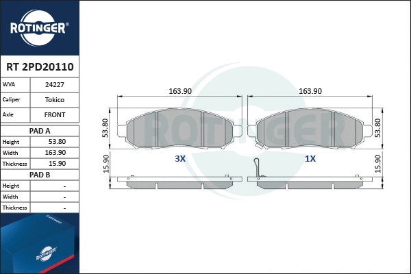 Brake Pad Set, disc brake (RT 2PD20110)