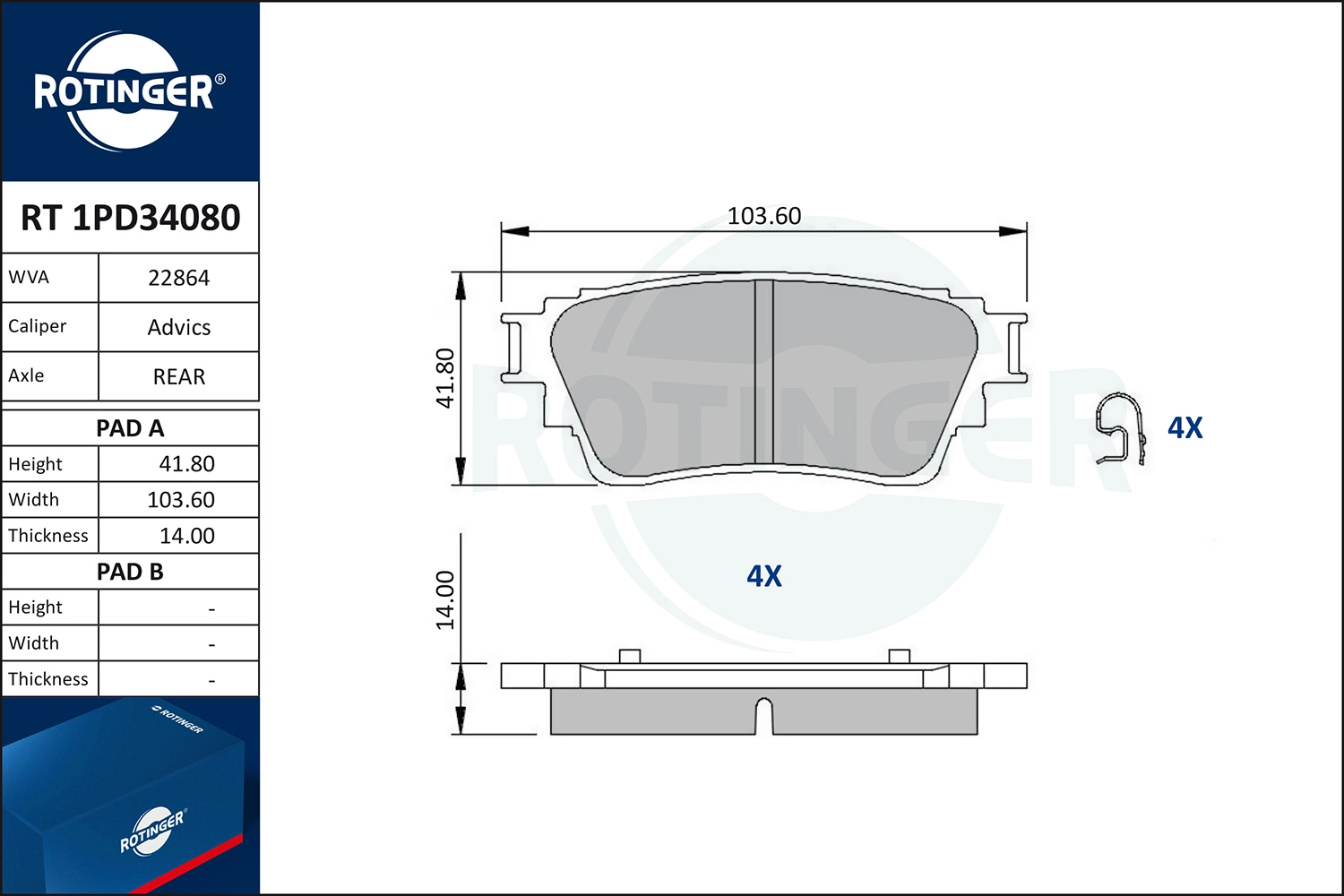 Brake Pad Set, disc brake (RT 1PD34080)