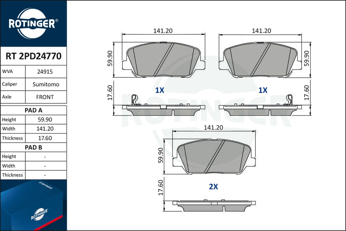 Brake Pad Set, disc brake (RT 2PD24770)