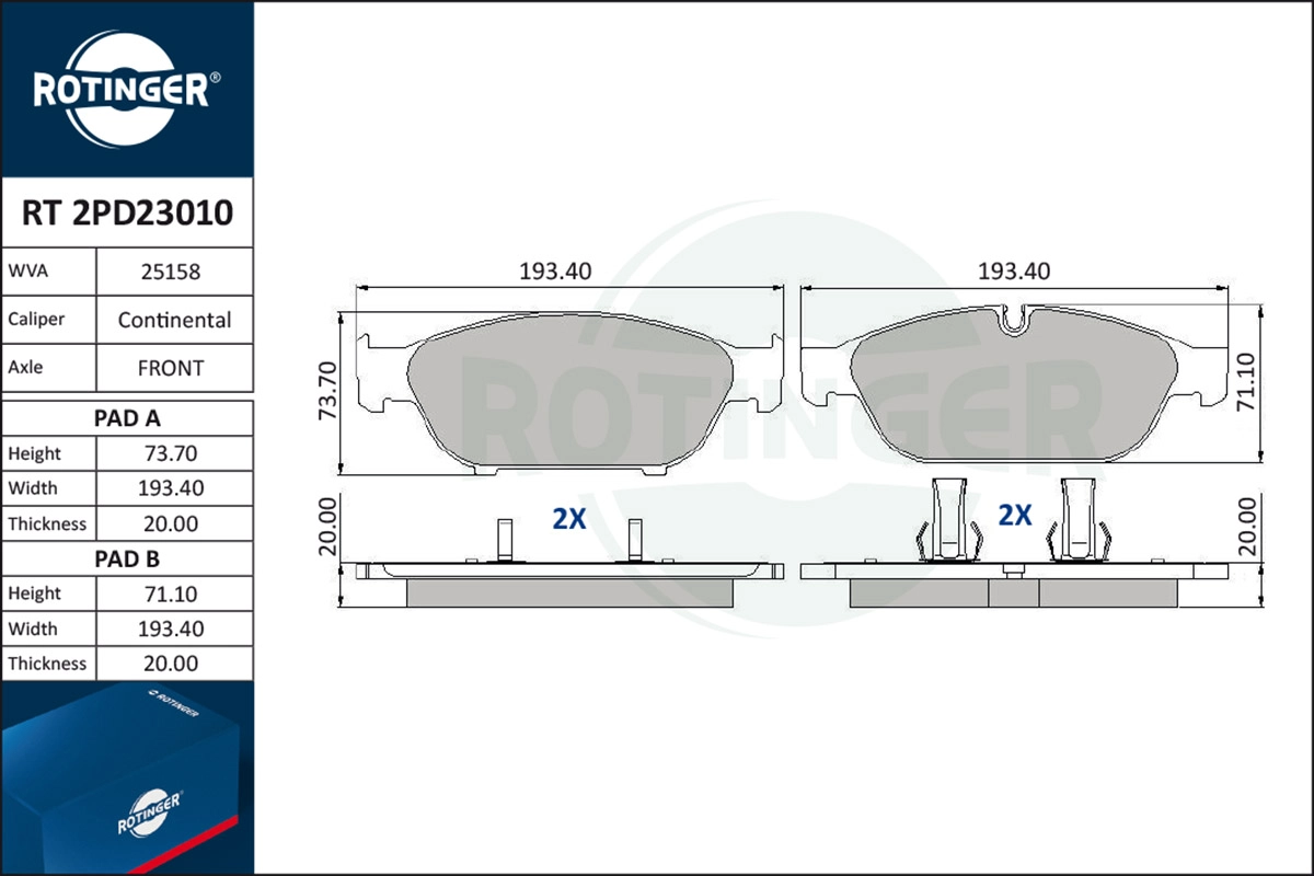Brake Pad Set, disc brake (RT 2PD23010)