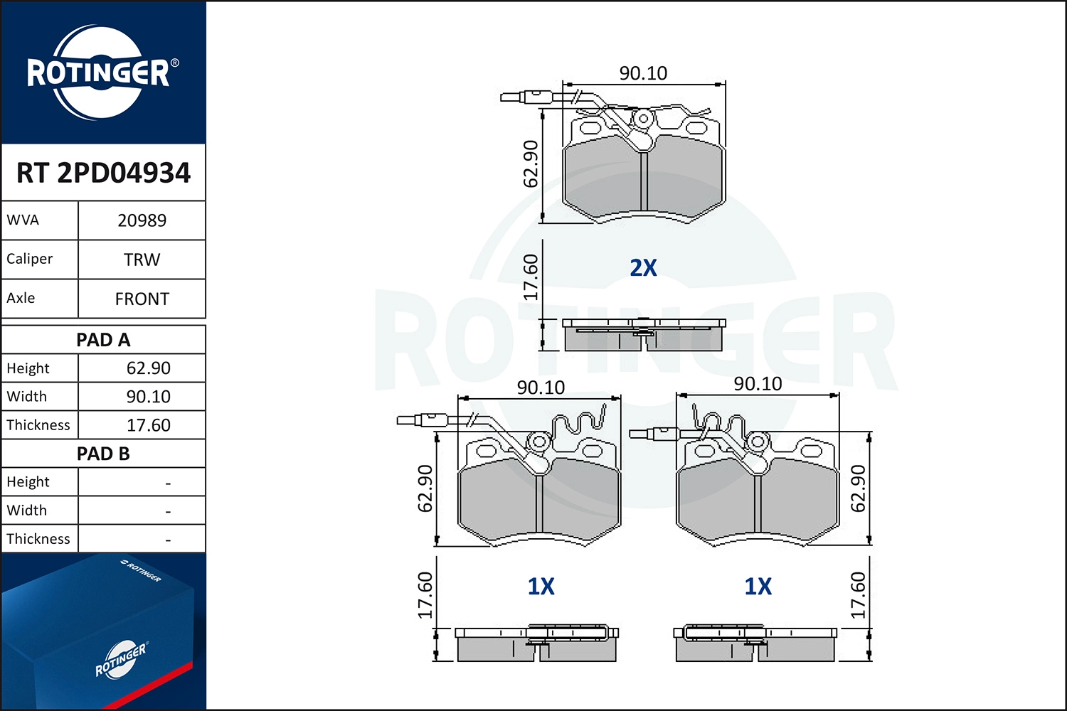 Brake Pad Set, disc brake (RT 2PD04934)