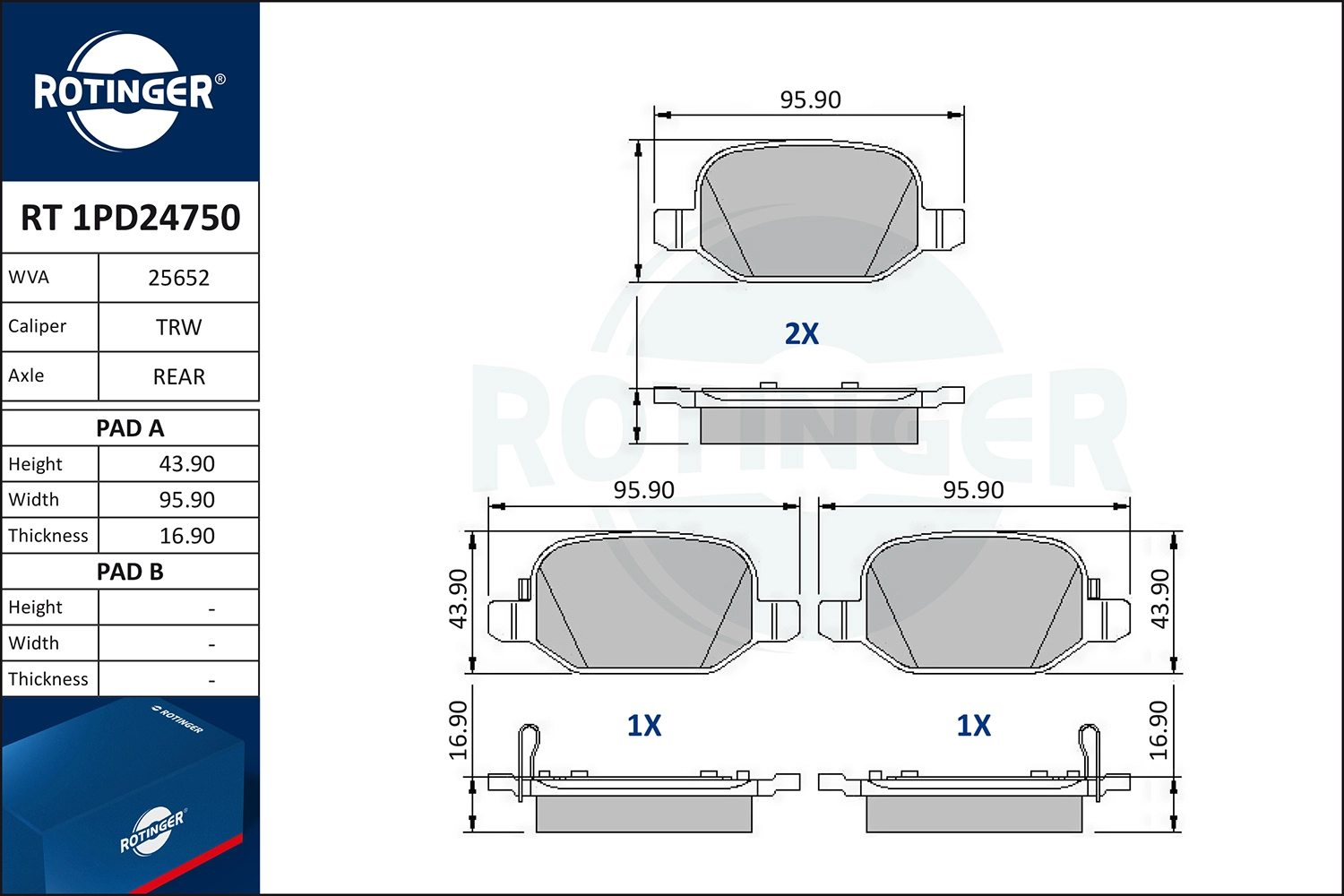 Brake Pad Set, disc brake (RT 1PD24750)