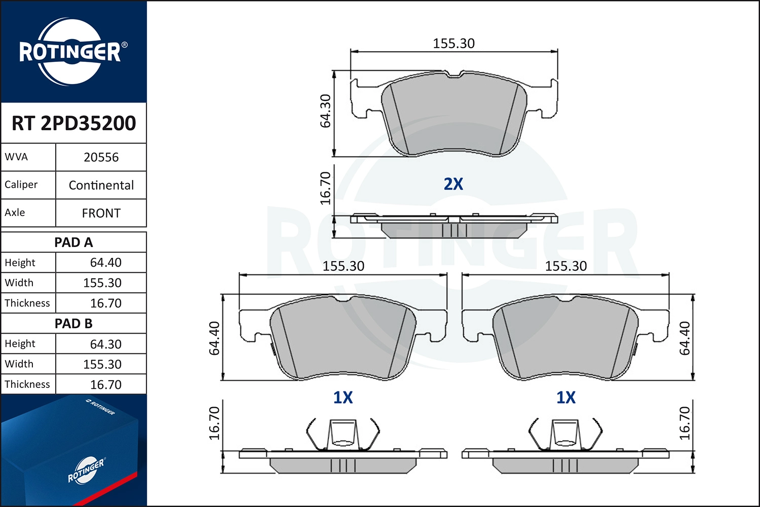 Brake Pad Set, disc brake (RT 2PD35200)