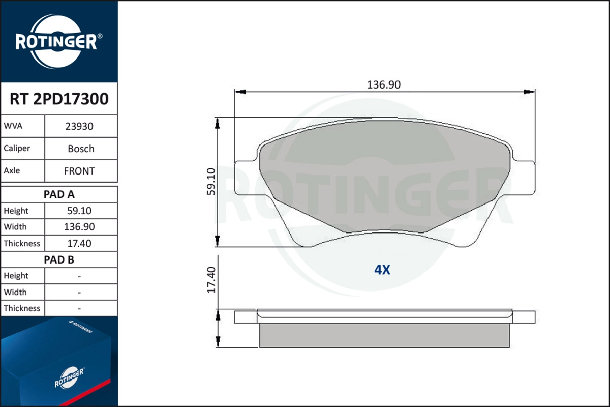 Brake Pad Set, disc brake (RT 2PD17300)