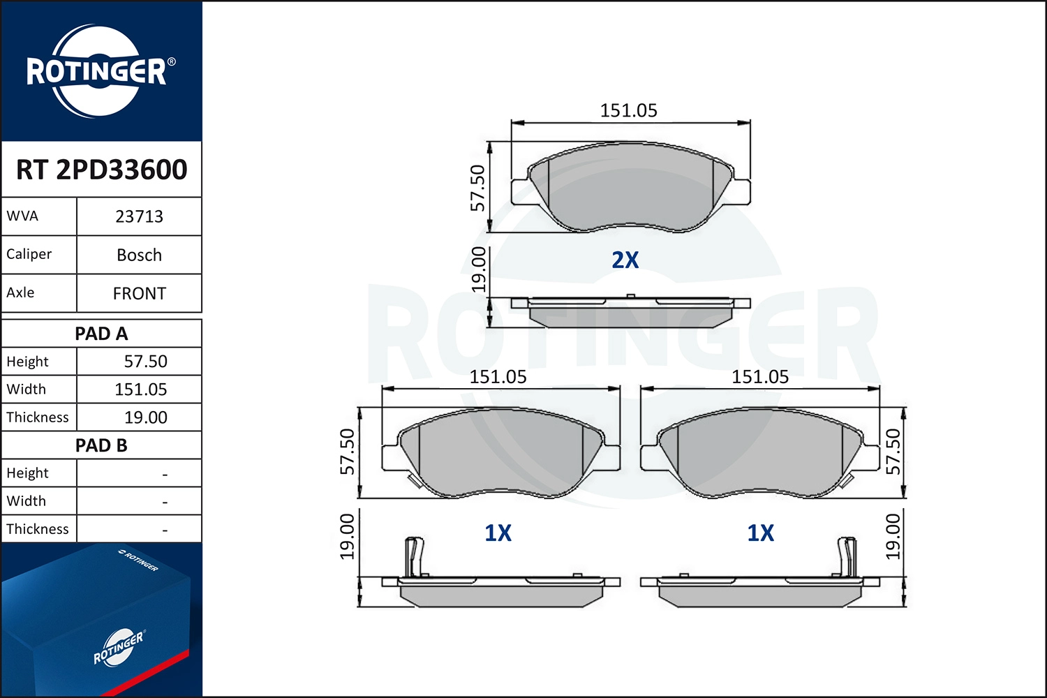Brake Pad Set, disc brake (RT 2PD33600)