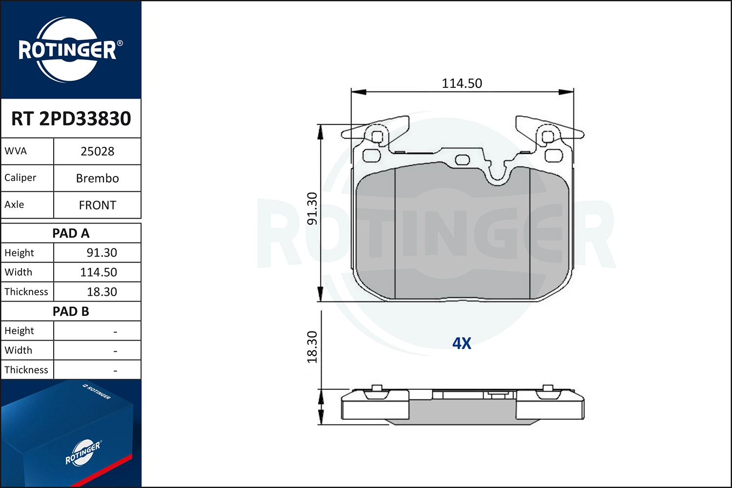 Brake Pad Set, disc brake (RT 2PD33830)