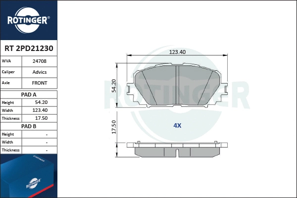 Brake Pad Set, disc brake (RT 2PD21230)