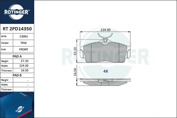 Brake Pad Set, disc brake (RT 2PD14350)