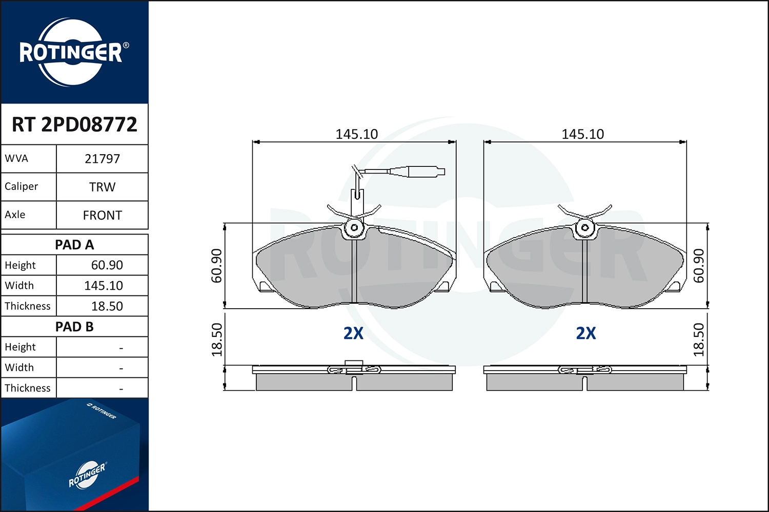 Brake Pad Set, disc brake (RT 2PD08772)