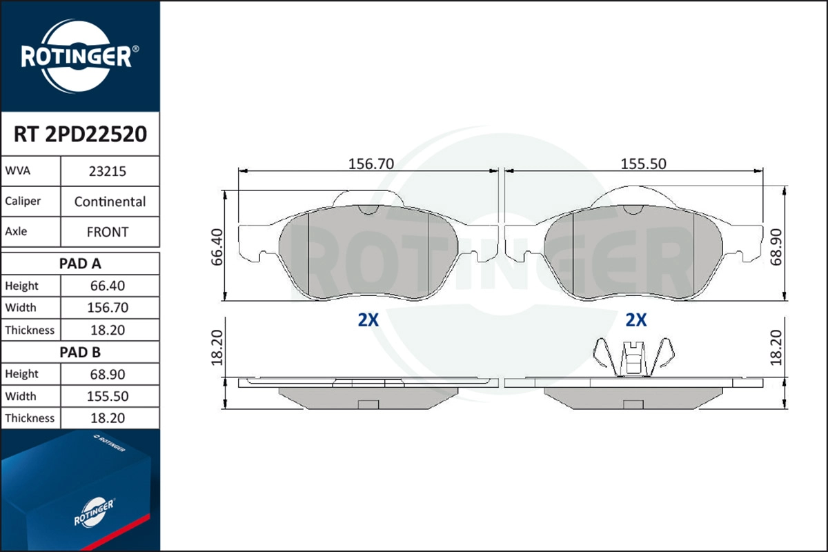 Brake Pad Set, disc brake (RT 2PD22520)