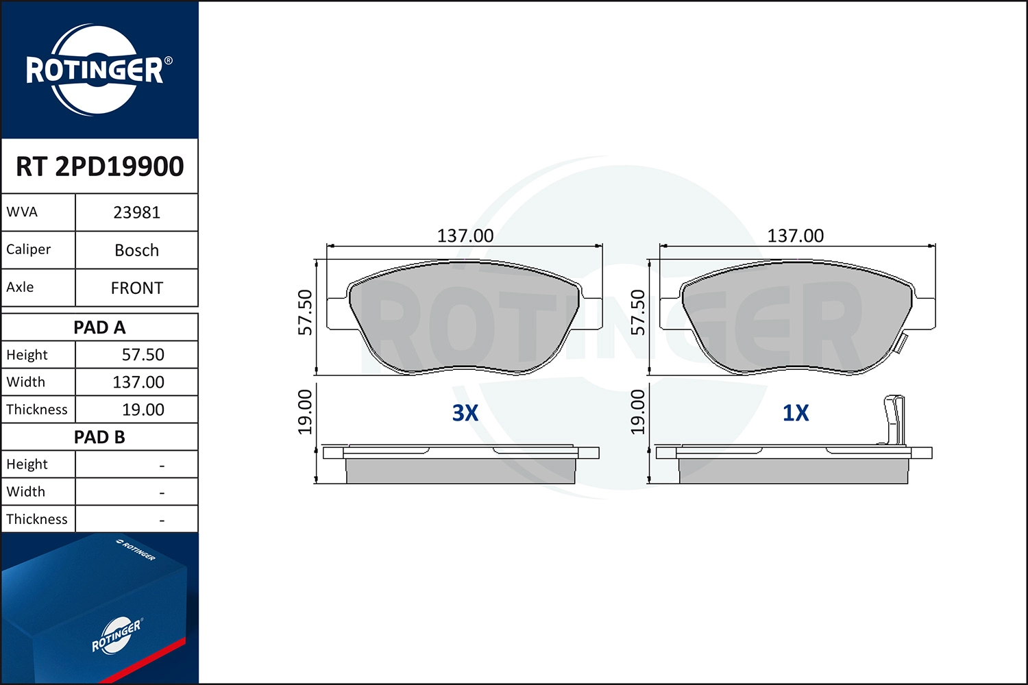 Brake Pad Set, disc brake (RT 2PD19900)