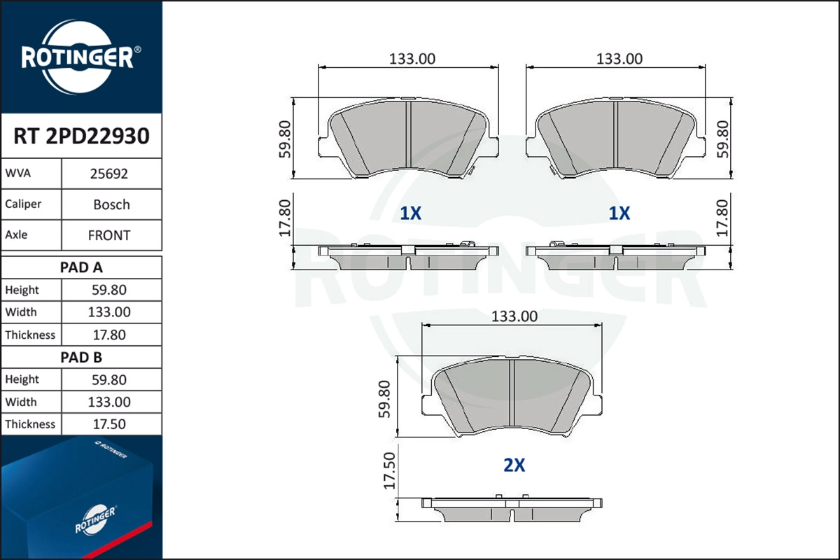 Brake Pad Set, disc brake (RT 2PD22930)