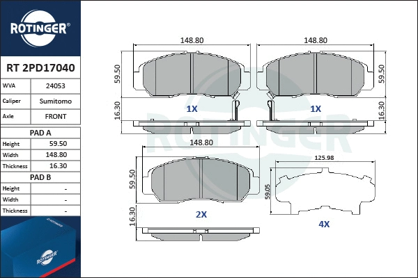 Brake Pad Set, disc brake (RT 2PD17040)