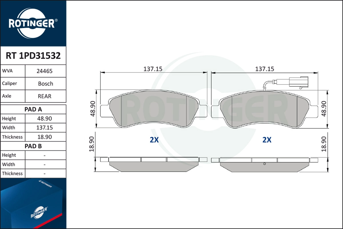 Brake Pad Set, disc brake (RT 1PD31532)