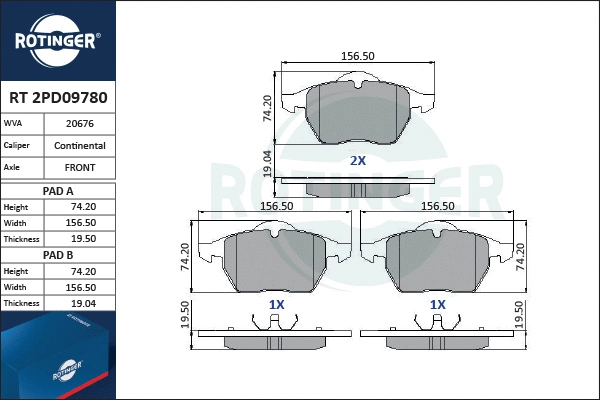 Brake Pad Set, disc brake (RT 2PD09780)