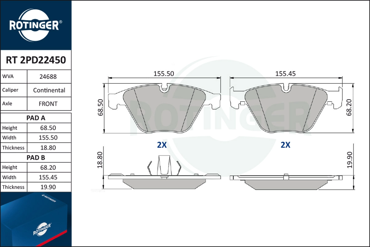 Brake Pad Set, disc brake (RT 2PD22450)