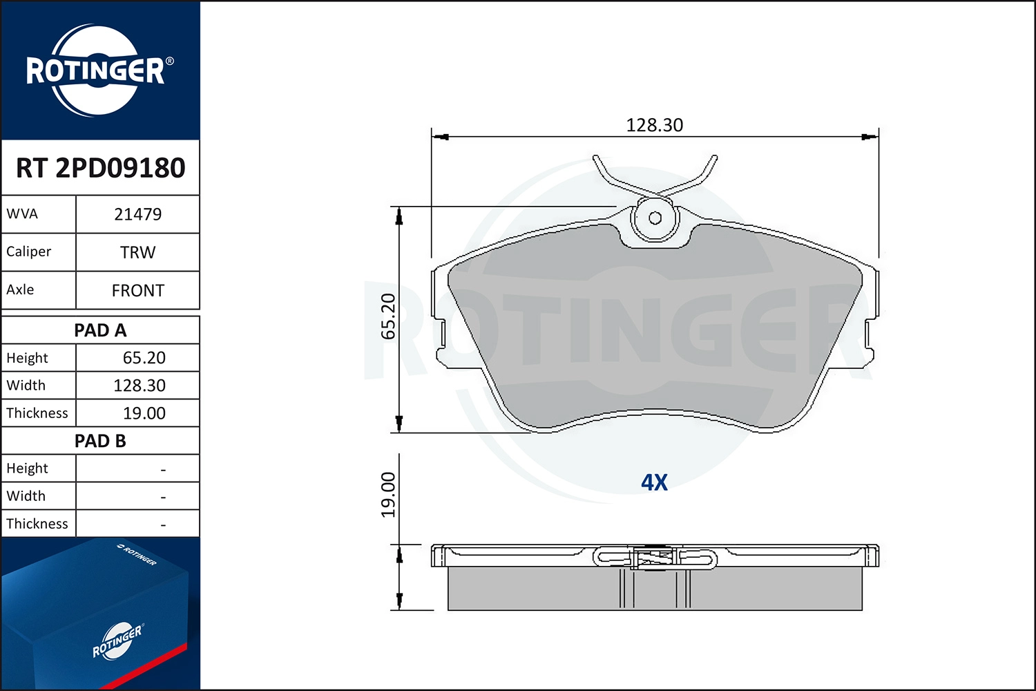 Brake Pad Set, disc brake (RT 2PD09180)