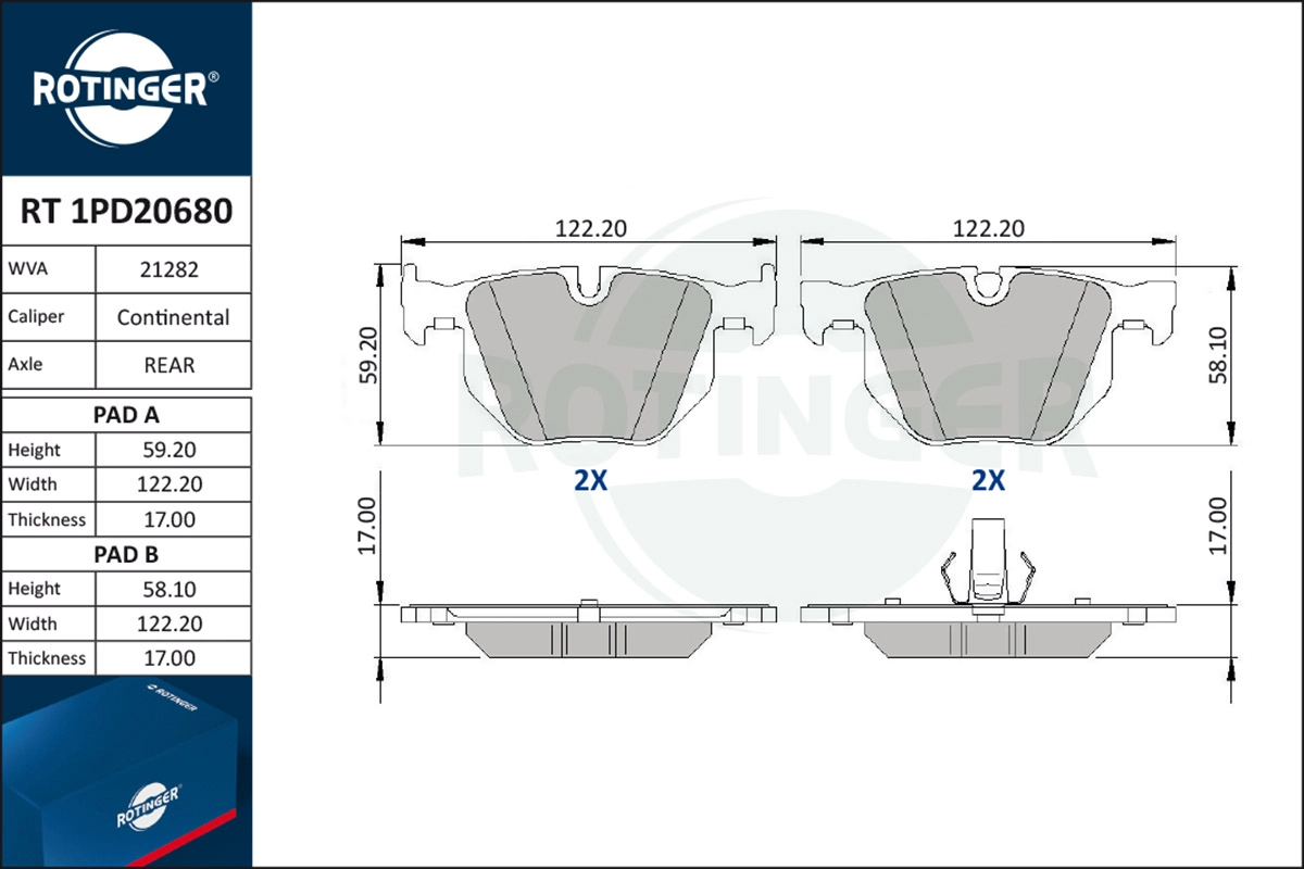 Brake Pad Set, disc brake (RT 1PD20680)