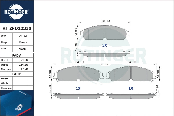 Brake Pad Set, disc brake (RT 2PD20330)