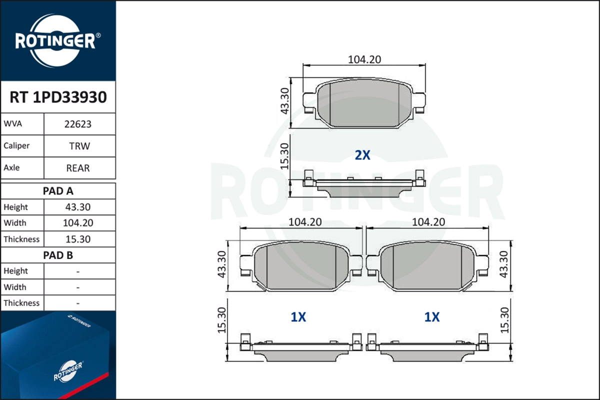 Brake Pad Set, disc brake (RT 1PD33930)