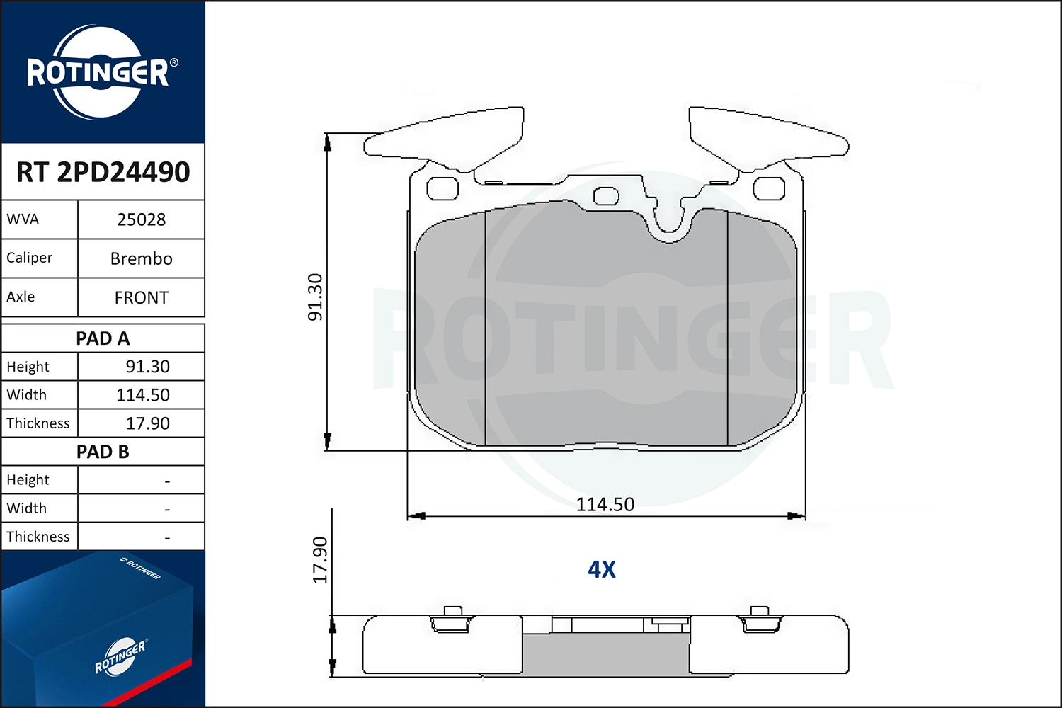 Brake Pad Set, disc brake (RT 2PD24490)