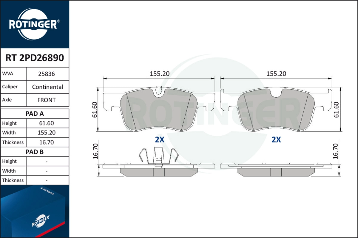 Brake Pad Set, disc brake (RT 2PD26890)