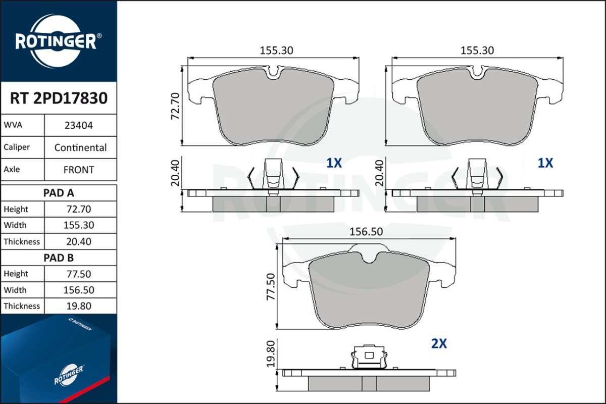Brake Pad Set, disc brake (RT 2PD17830)