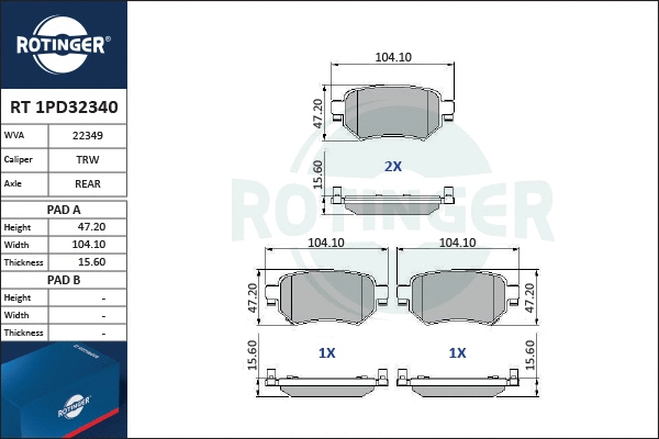 Brake Pad Set, disc brake (RT 1PD32340)
