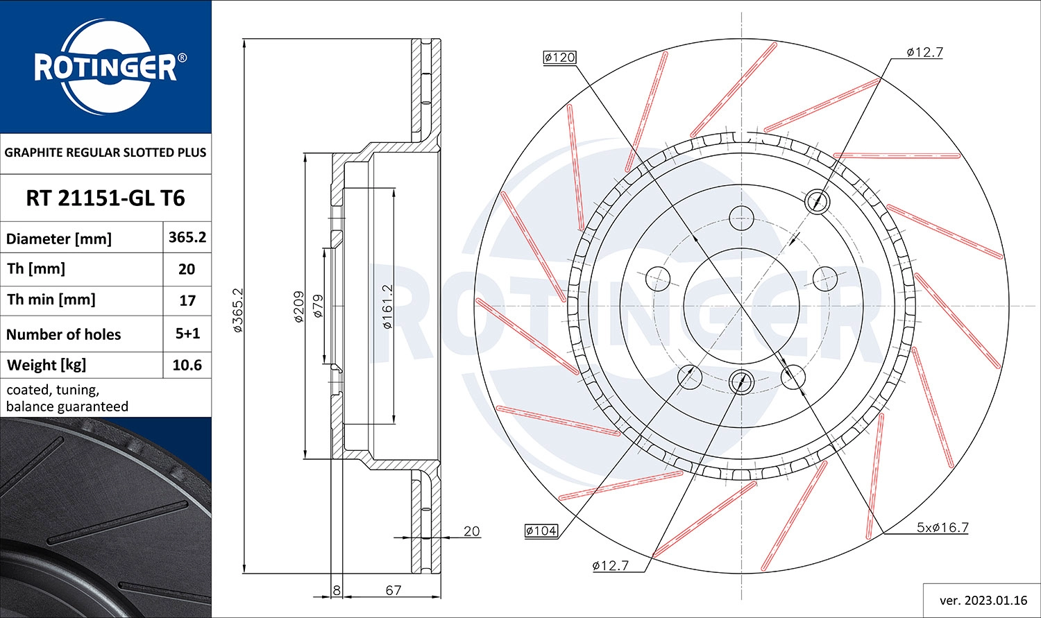 Brake Disc (RT 21151-GL T6)