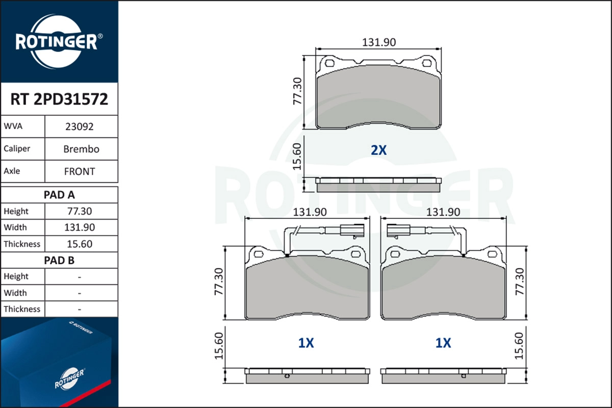 Brake Pad Set, disc brake (RT 2PD31572)