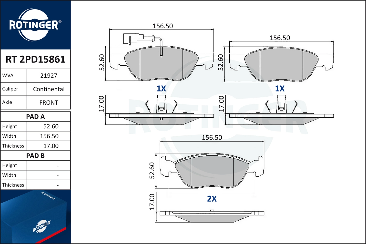 Brake Pad Set, disc brake (RT 2PD15861)