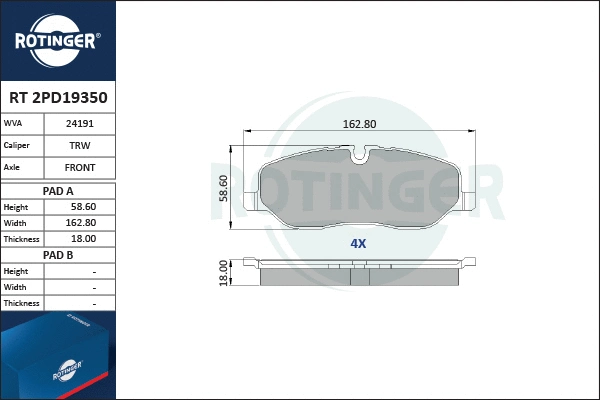 Brake Pad Set, disc brake (RT 2PD19350)