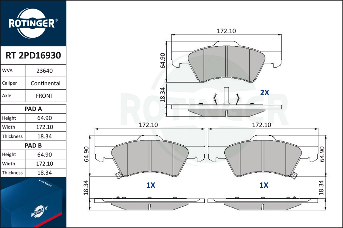 Brake Pad Set, disc brake (RT 2PD16930)