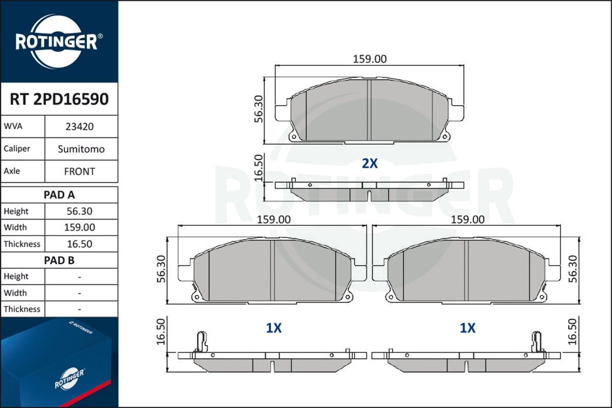 Brake Pad Set, disc brake (RT 2PD16590)