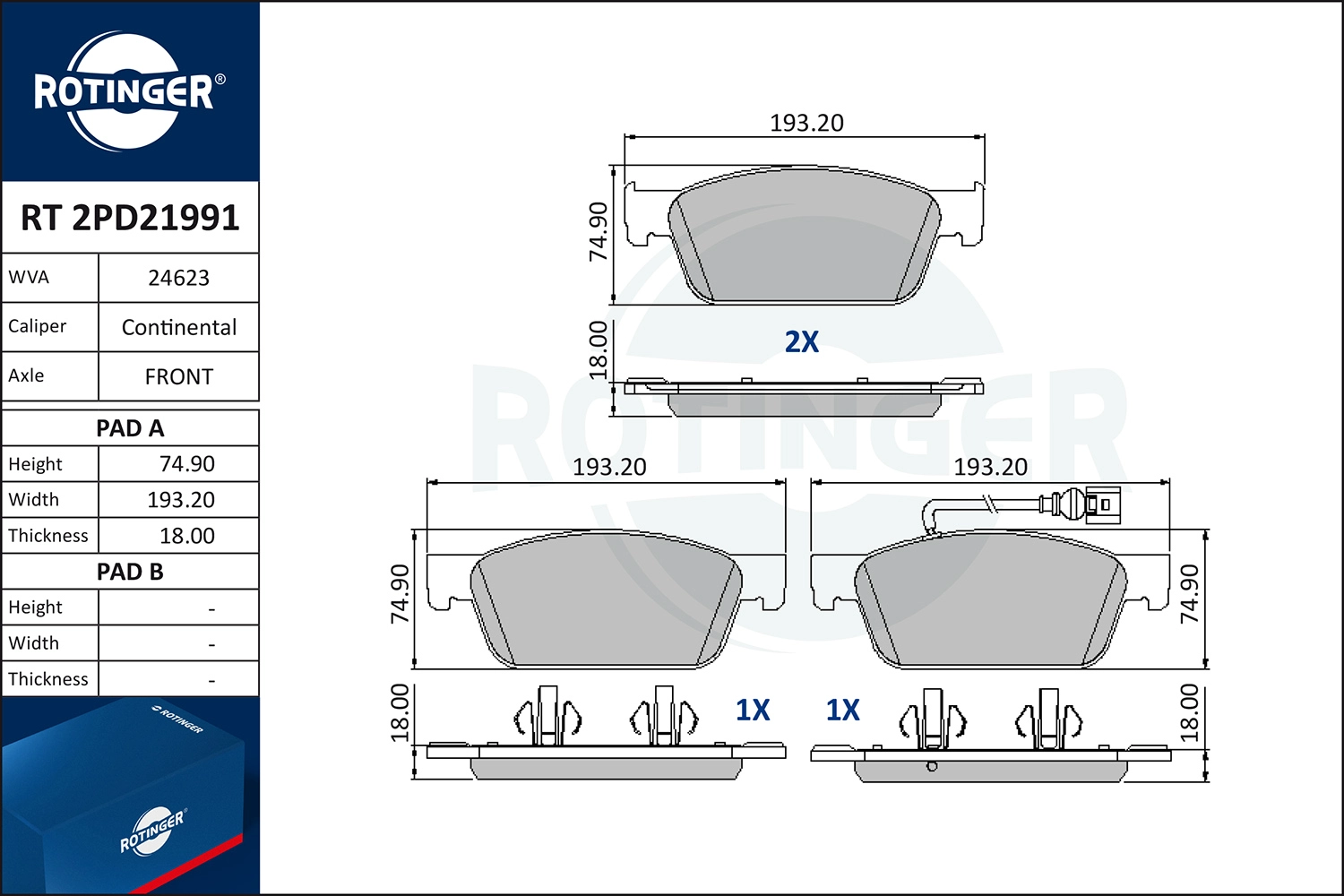 Brake Pad Set, disc brake (RT 2PD21991)