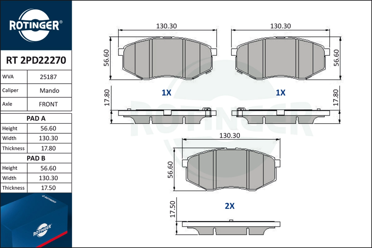 Brake Pad Set, disc brake (RT 2PD22270)
