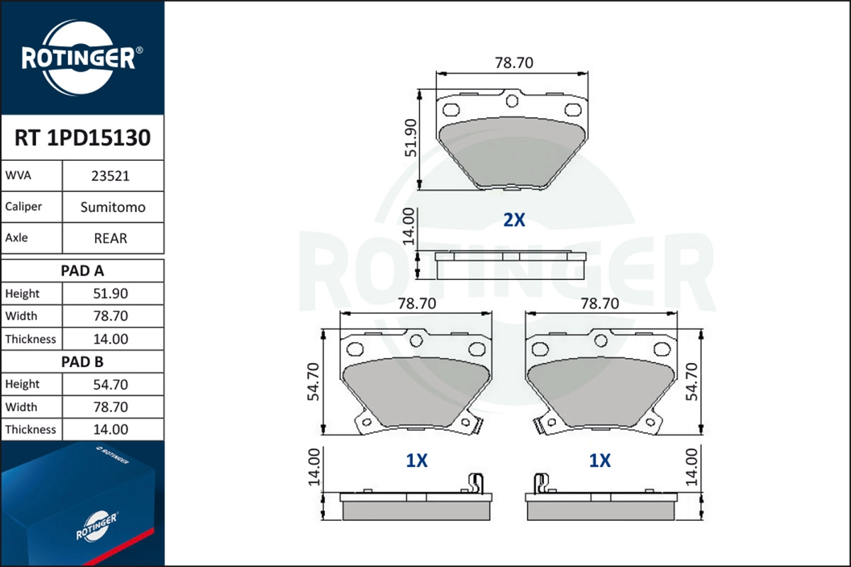 Brake Pad Set, disc brake (RT 1PD15130)