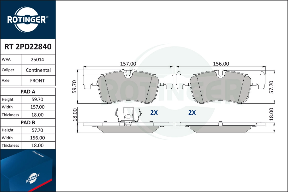 Brake Pad Set, disc brake (RT 2PD22840)