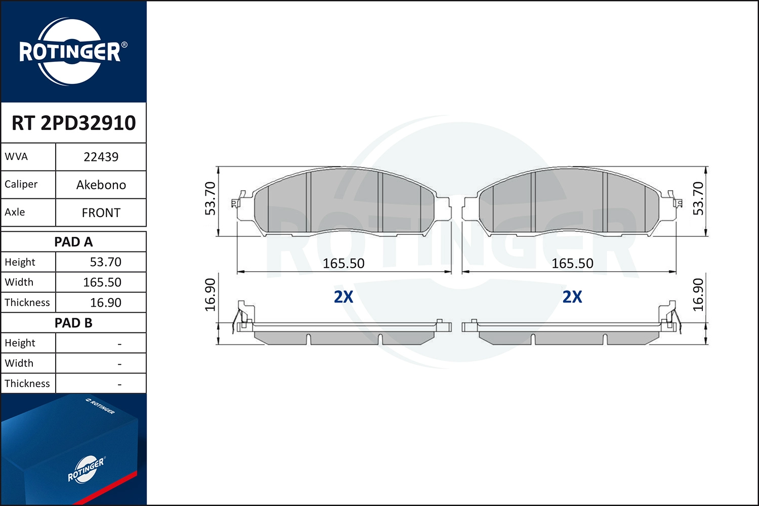 Brake Pad Set, disc brake (RT 2PD32910)