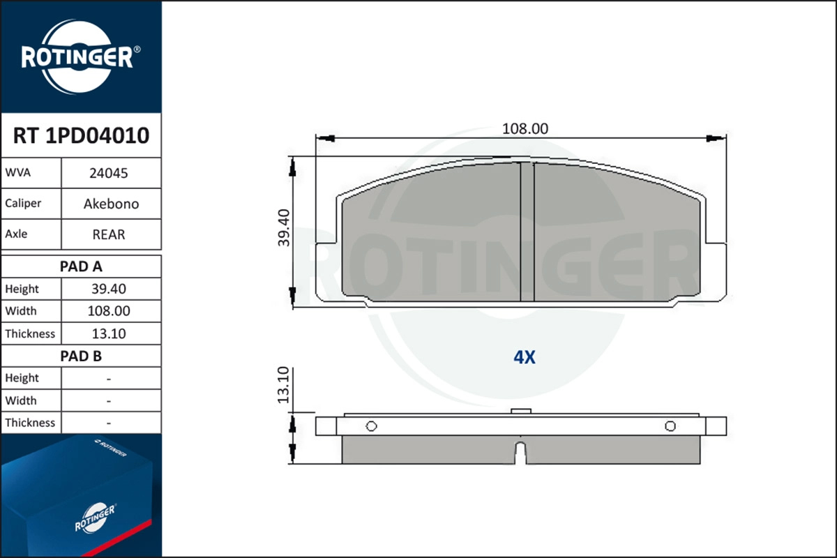 Brake Pad Set, disc brake (RT 1PD04010)