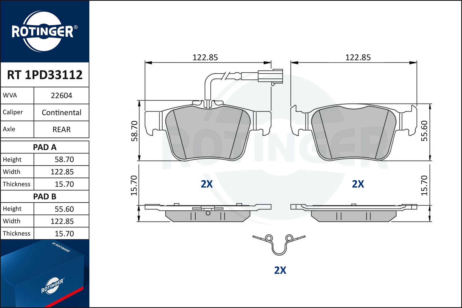 Brake Pad Set, disc brake (RT 1PD33112)