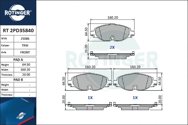Brake Pad Set, disc brake (RT 2PD35840)