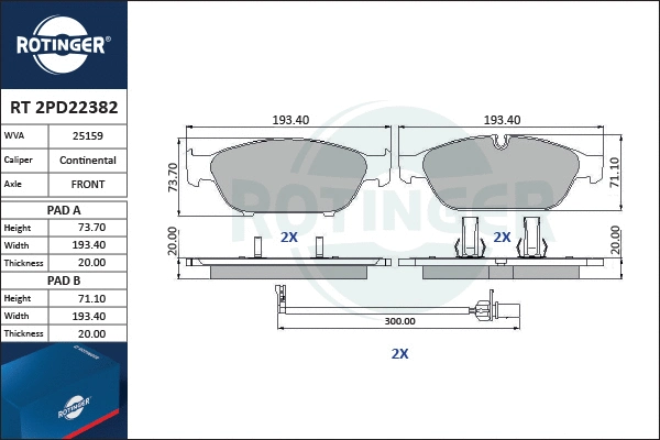Brake Pad Set, disc brake (RT 2PD22382)