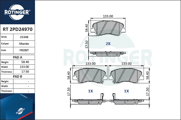 Brake Pad Set, disc brake (RT 2PD24970)