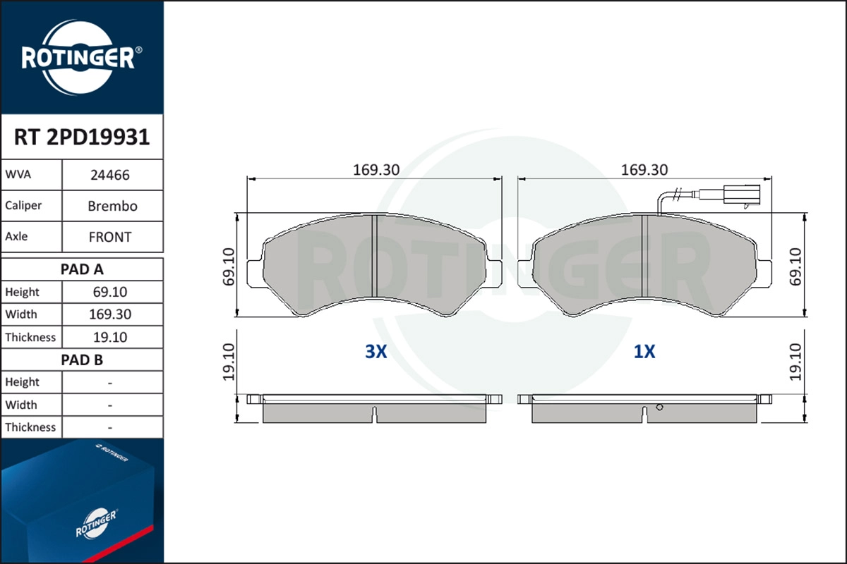 Brake Pad Set, disc brake (RT 2PD19931)