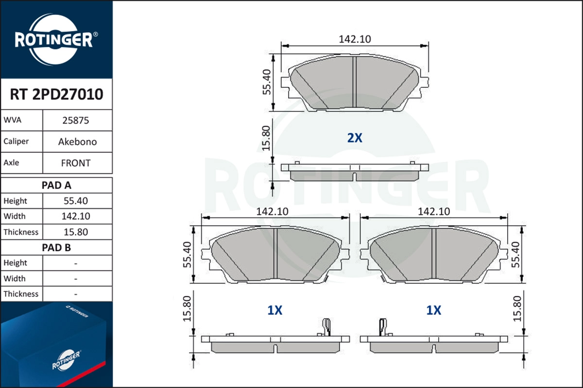 Brake Pad Set, disc brake (RT 2PD27010)